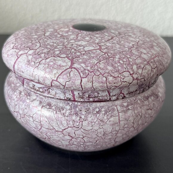 Pink Marbled Glass Vanity Jar // Vintage Powder Jar - Picture 2 of 7